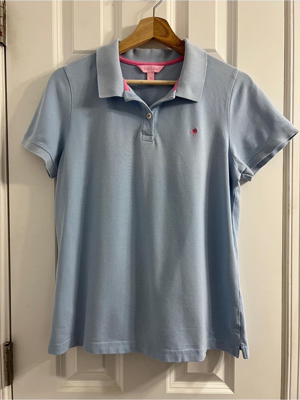 Lilly Pulitzer Light Blue Polo with Pink Trim